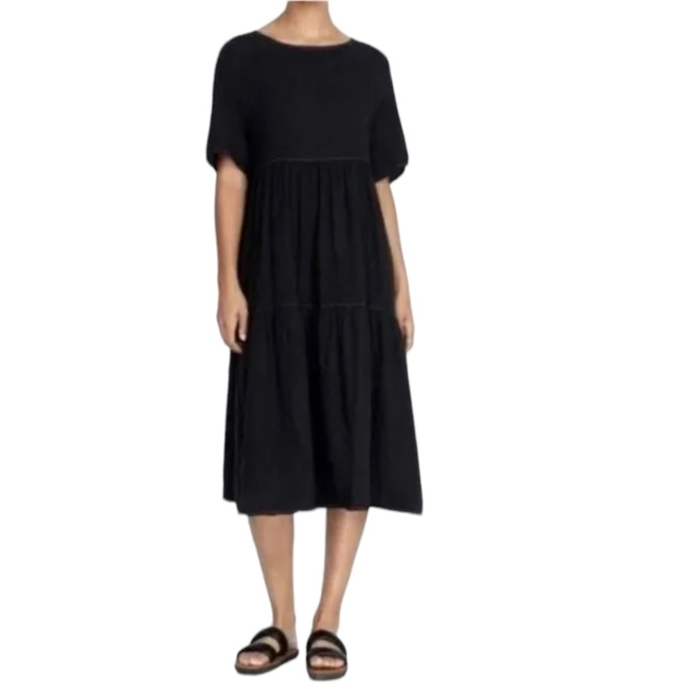 Johnny Was Black Midi Dress
